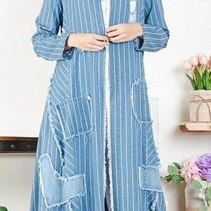 Stylish Blue Striped Jean Jacket